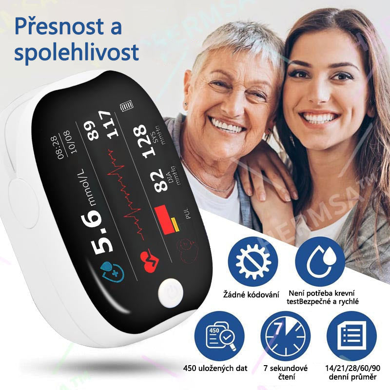 【OFFICIÁLNÍ OBCHOD】💥HERMSA Vysoce přesný multifunkční neinvazivní zdravotnický přístroj (pro monitorování hladiny cukru v krvi, kyslíku v krvi a krevního tlaku) [99,9% přesnost].🌿🌿